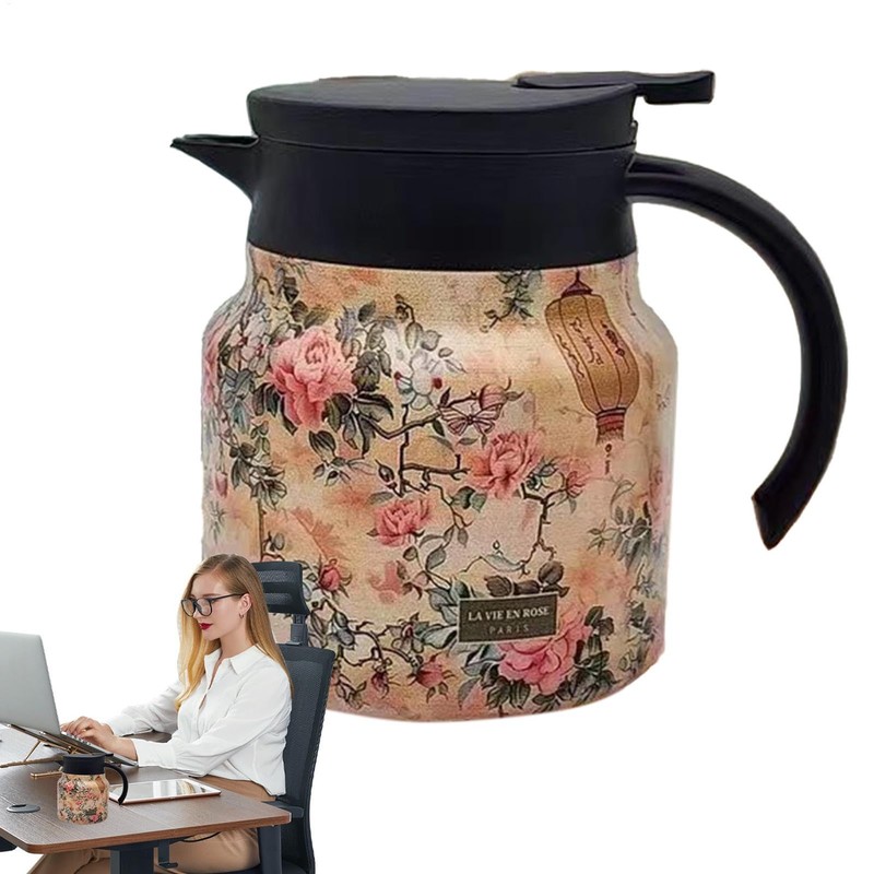 Insulated Carafe - 800ml Thermal Coffee Carafe in Floral Pattern