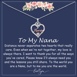 Fehki Gifts for Mom/Grandma/Nana/Aunt/Wife/Bestie/Sister, Love Heart Necklace for Women,Mother's day Christmas Birthday Gifts (Nana)