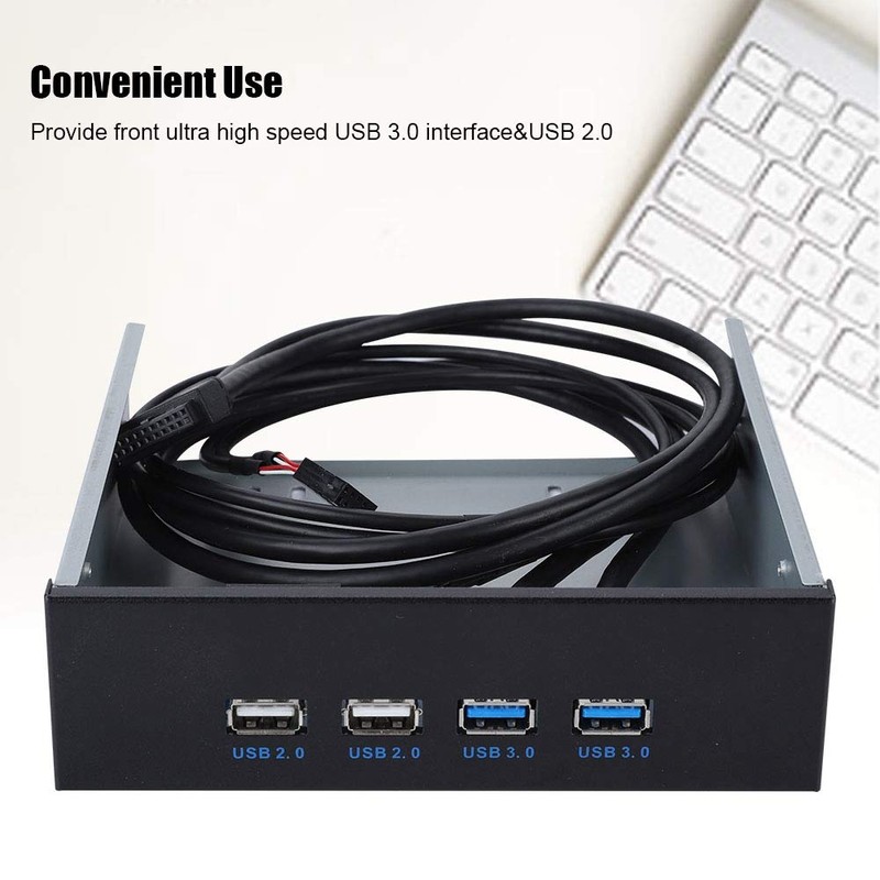ASHATA 5.25" Front Panel,4 USB Port Optical Drive Front Panel,Multifunction