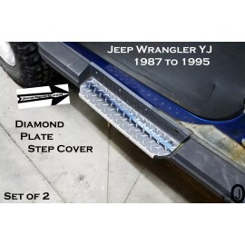 jocartsparts.com Fits Jeep Wrangler YJ Aluminum Diamond Plate Rocker Step Plates Set 1987-95