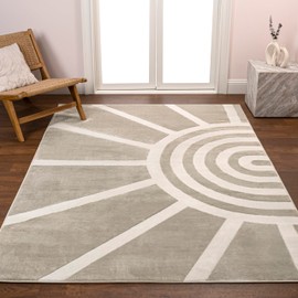 JONATHAN Y Sun Two-Tone High-Low Indoor Area Rug 8X10 Beige/Cream, Aelius MidCentury Scandinavian Abstract for Living Room, Bedroom, Kitchen, Easy-Cleaning, Pet-Friendly, Non-Shedding SND101A-8