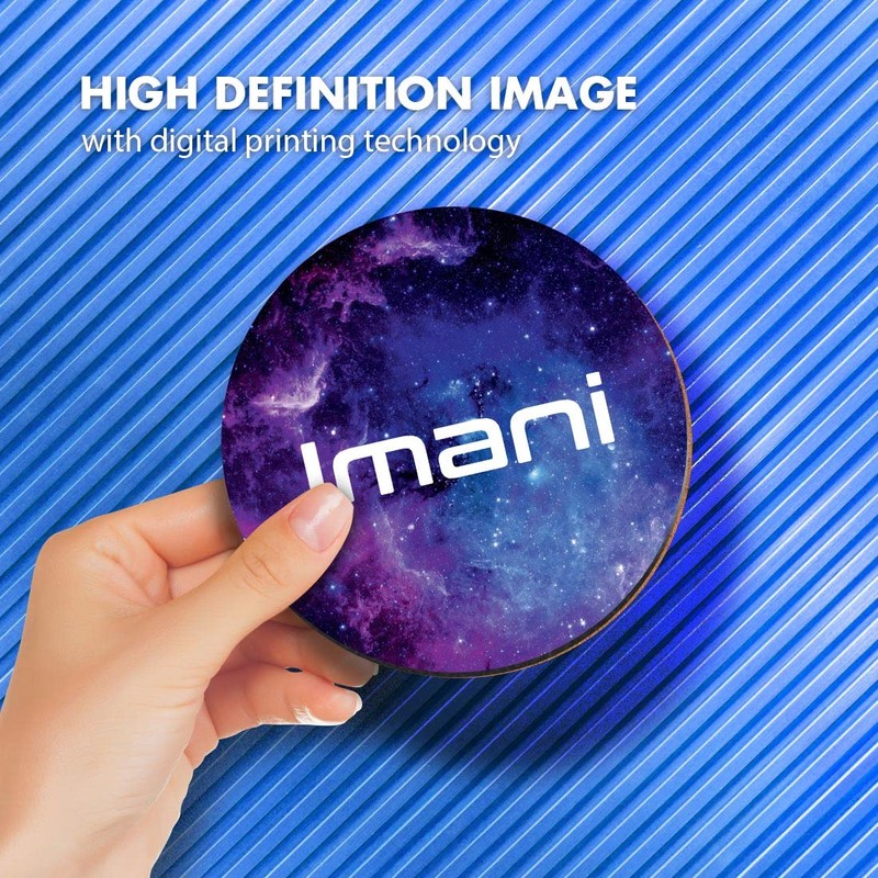 1 x Round Coaster - Name Imani Space Universe Galaxy