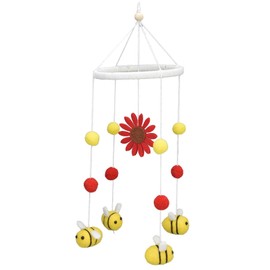 Baby Nursery Mobile Crib Hanging Mobile Decor with Honey Bee Sunflower Pendant for Infanette Cradle