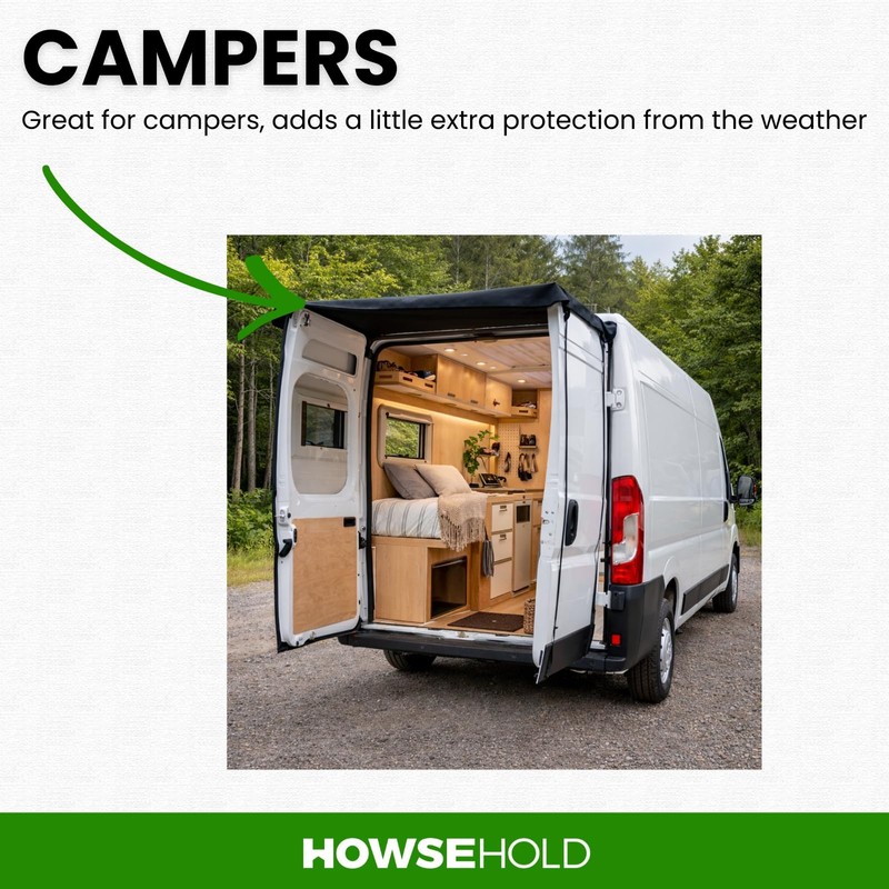 Rear Van Barn Door Awning Cover - Weather and Sun