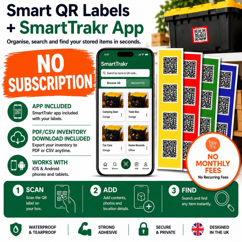 Smart QR Code Labels – 48 Pack | Waterproof, Tearproof