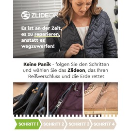 ZlideOn Zip Replacement Repair Kit - Black Zip Repair for Narrow Zippers Multipack (4 Pack) - Zip Repair Kit Fits Dresses, Skirts and More