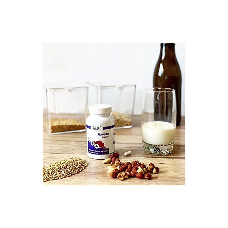 Health+ Manganese - 90 Capsules with 10 mg Mangangangluconate per