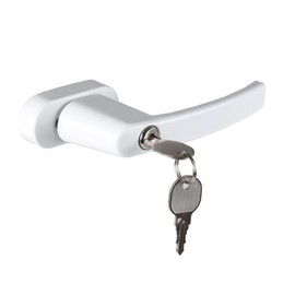 Pack of 8 Olympia FGS 100 Lockable Window Handle with 2 Keys Each Window Lock with Lock Square 7 x 7 mm Pin Length 35 mm Coated Metal White