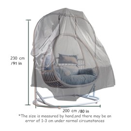 Patio Hanging Chair Cover Waterproof Garden Egg Chair Cover for Double Egg Swing Chair Wicker Cocoon Pod Chairs with Zipper Durable Hem Cord (black)