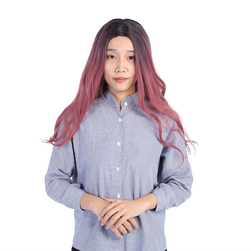 Women's Wig Long Pink Wavy Synthetic Hair Heat Resistant Cosplay