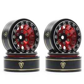 TREAL 1.0 Beadlock Wheels 12 Spokes Classic Rims (4P) for SCX24 AX24 FCX24 TRX4M 1/24 1/18 Crawler Car-Type I(Red)