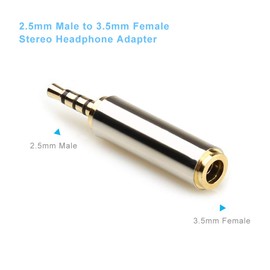 3.5mm Male to 2.5mm Female and 2.5mm Male to 3.5mm Female Audio Headphone Adapter Headset Converter 3 Ring Gold Plated Jack Plug Stereo -2PCS