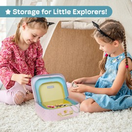 Jewelkeeper Decorative Storage Boxes Set of 3 - World Map Mini Suitcase Style Cardboard Suitcase with Brass Clasps and Handle - Ideal for Travel Decor, Event Props and Gift Presentation