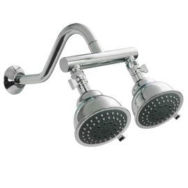 HAOXIN Double Shower Head with Manifold Shut-Off Valve and Shower Arm Dual Shower Heads Combo Set 2 Shower Sprayers High Pressure 5 Function Chrome
