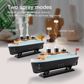 HIROGA Titanic Humidifier 250ml, Aromatherapy Diffuser Cool Mist Ultrasonic Aroma Titanic Diffuser with Remote Control 7 Light 2 Mist Mode Auto Shut-Off for Bedroom Office Hotel (Black White)
