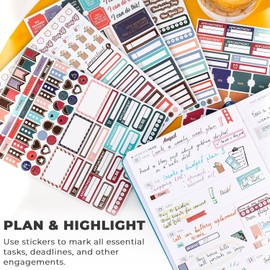 Juego de calcomanías para agenda mensual, semanal y diaria, 17 hojas, juego de 1500 calcomanías únicas de Clever Fox