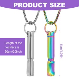 2PCS Breathing Necklace Breathing,Stress Relief Mindful Necklace,Anxiety Necklace Breathing,Portable Breath Inhaler Lanyard Stainless Steel Whistle for Men Women Meditation Anxiety Relief(2colors)