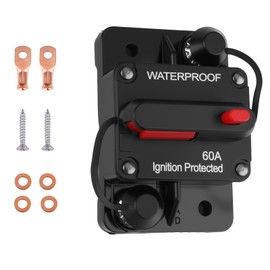 60A DC 12V-48V Circuit Breaker,Waterproof Manual Reset Inline Fuse Holder Inverter for Car Audio Solar Inverter System Protection for Car Motor Marine Boat