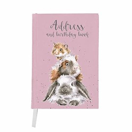 Wrendale Designs by Hannah Dale - Piggy in The Middle Illustrated Birthday & Address Book - 168mm x 118mm