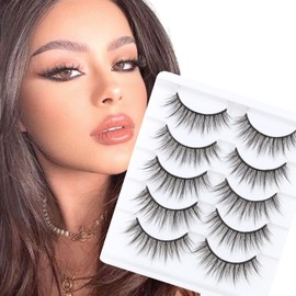 Glowing Win False Eyelashes Natural Look Fake Lashes 3D Artificial Eyelashes 5 Pairs Wispy Lashes Mink Eyelashes Natural Eyelashes Short Fake Eyelashes Soft Strip Eyelashes Reusable False Eyelashes