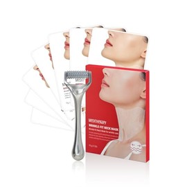 Mascarilla antiarrugas para el cuello 7EA + parches reafirmantes para el cuello con rodillo, mascarilla coreana de colágeno profundo para reafirmar y 