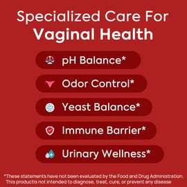 Vaginal Probiotics for Women - pH Balance, Healthy Vaginal Odor, Vaginal Flora, Immune Support, Yeast Balance, Moisture - Prebiotics & Lactobacillus Probiotic, Mushroom, Cranberry, Pineapple, 60 CT