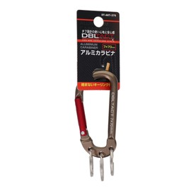 Sankyo Corporation DT-AKT-375 DBLTACT Aluminum Carabiner with Key Ring 3 Row Gun Metal (S) x Red