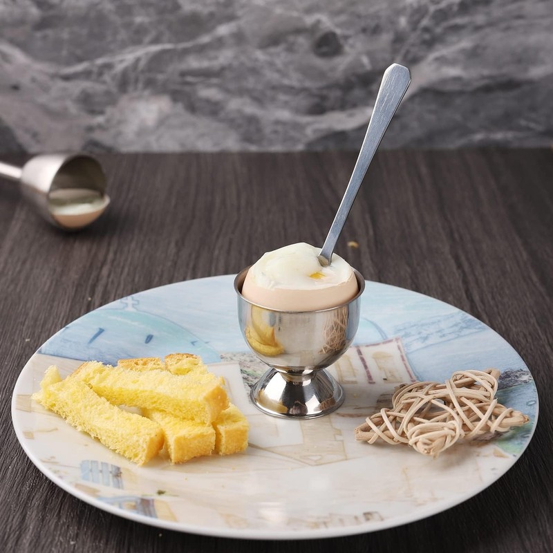Yitobici Stainless Steel Egg Cups with Base, Stackable, Set of