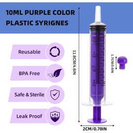 Plastic Syringes Pack of 30 Plastic Syringes 10 ml Food Syringe with Cap Dosing Syringe for Dogs Cats Small Animal Feeding Industrial Use [Not Medical Use]