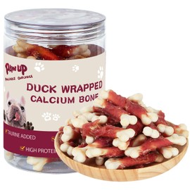 PAWUP Duck Dog Treats, Calcium Bones Chews, Rawhide Free, Natural Snacks for Samll Dog w/Taurine,12.5 oz