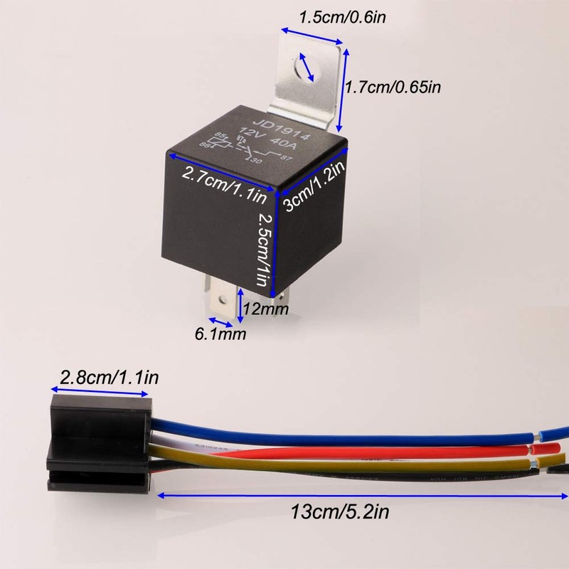 Kiligen Car Motor 12V 40A Heavy Duty Relay 5Pin Fuse