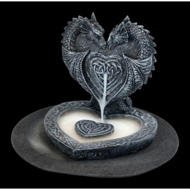 Figuren Shop GmbH Backflow Incense Holder Dragon Heart Includes 3 Backflow Incense Cones Artificial Stone