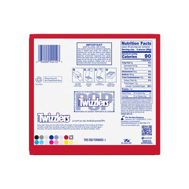 TWIZZLERS Twists Strawberry Flavored Licorice Style, Chewy Candy Packs, 2.5