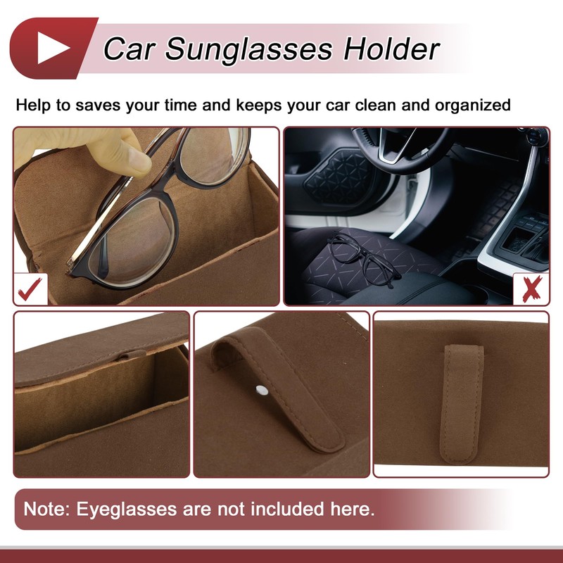 X AUTOHAUX Car Sunglasses Case with Magnetic Universal Sun Visor