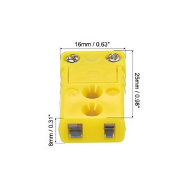 MECCANIXITY Mini K Type Thermocouple Wire Connectors Female Plug Adapter High Temperature 200°C(392°F) for Thermocouple Sensor Probe Yellow 15pcs
