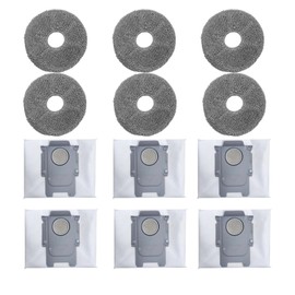 Dust Bags and Mop Pads Replacement for Roborock Saros Z70 / Saros Z70 Ultra/Saros 10R : 12 Pack Durable and Efficient Cleaner for Pet Hair, Dirt, and Debris on All Floor Surfaces