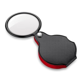 ポケットルーペ 携帯用 虫眼鏡 拡大鏡 虫眼鏡 ルーペ めがね 読書用 携帯便利 小型 革ケースに収納 ギフト 高齢者 新聞 読書 子供の自然観察 宝石鑑定用【直径50mm 1本入】