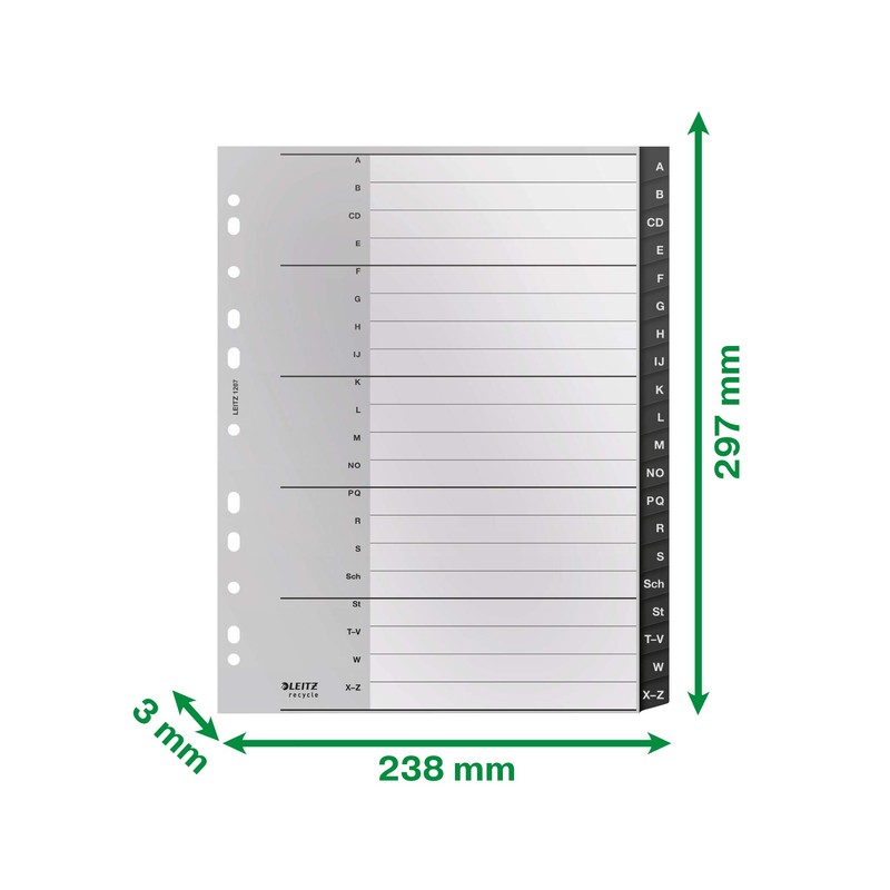 Leitz Index Folder Divider, 20 A-Z Tabs, A4, Extra Wide,
