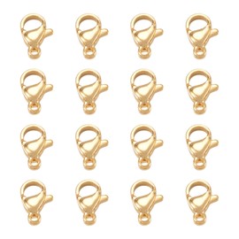Pandahall - 100 cierres de mosquetón de acero inoxidable 304, chapados en oro de 18 quilates, 10 x 6 x 3 mm, para pulir joyas, collares