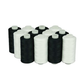 Simthread White and Black Colors Cotton Sewing Quilting Thread for Sewing Machines - 550 yards/spool
