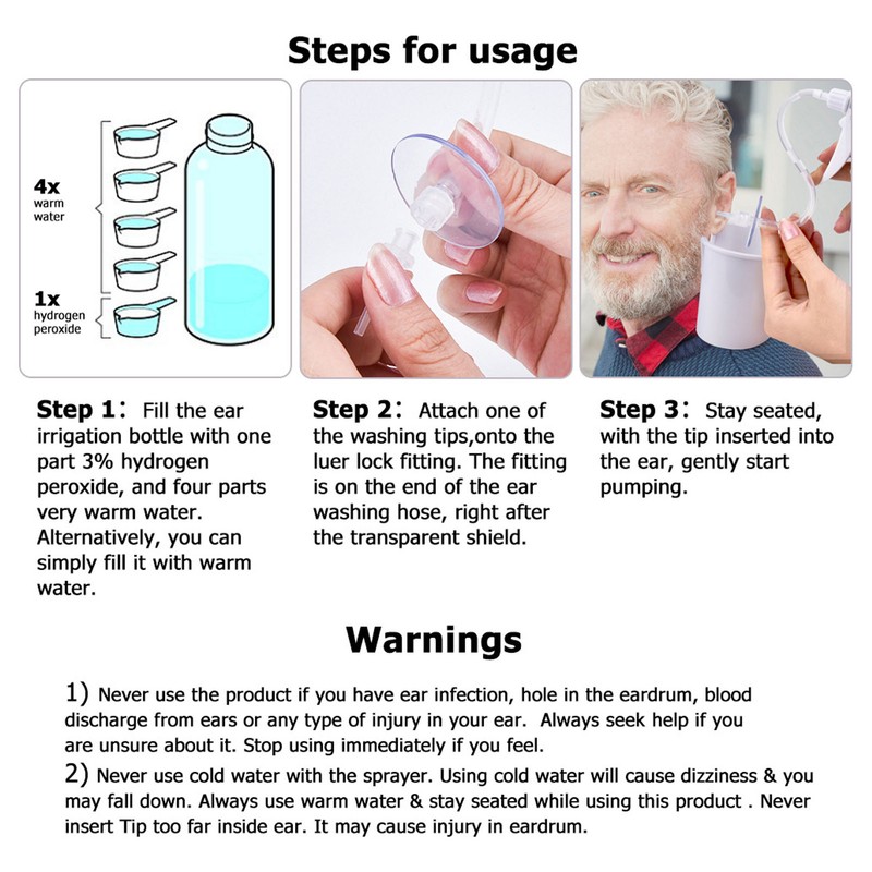 Ear Washer Cleansing Kit Conical Shaped Wax Removal 7 Nozzle