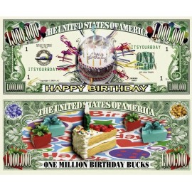 Unbranded  Pack of 100 Birthday Party Favor Decor 1 Million Dollar Bills Novelty Money