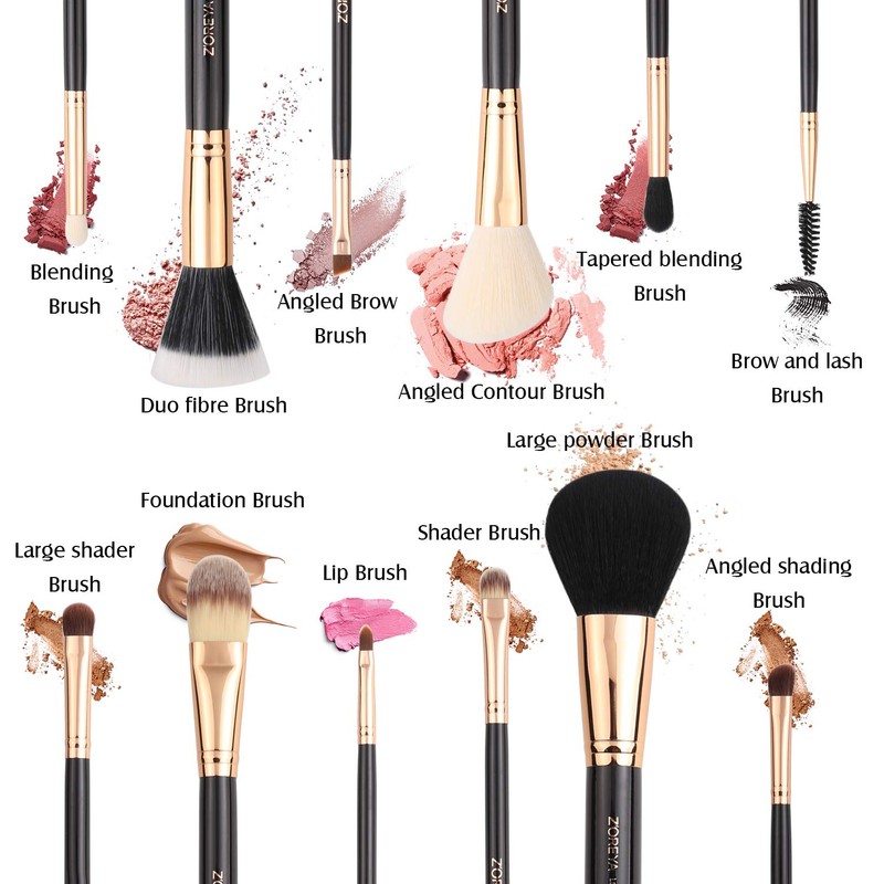 Z'OREYA Premium Travel makeup brush set 12 pieces essential Cosmetic