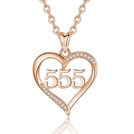 INFUSEU Angel Number Chain, 925 Silver Multicoloured Pendant Number Angel Lucky Number Charm Necklace 111 222 333 444 555 666 777 888 999 Lucky Pendant Choker Jewellery for Women, Sterling Silver