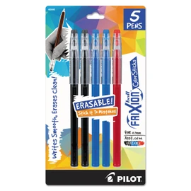 PILOT FriXion - Palillos de colores borrables, Negro/Azul/Rojo, Paquete de 5