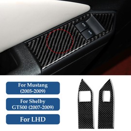 Car Window Lift Switch Sticker Carbon Fiber Decal Interior Trim Cover for Ford Mustang GT Shelby 2005 2006 2007 2008 2009 Accessories