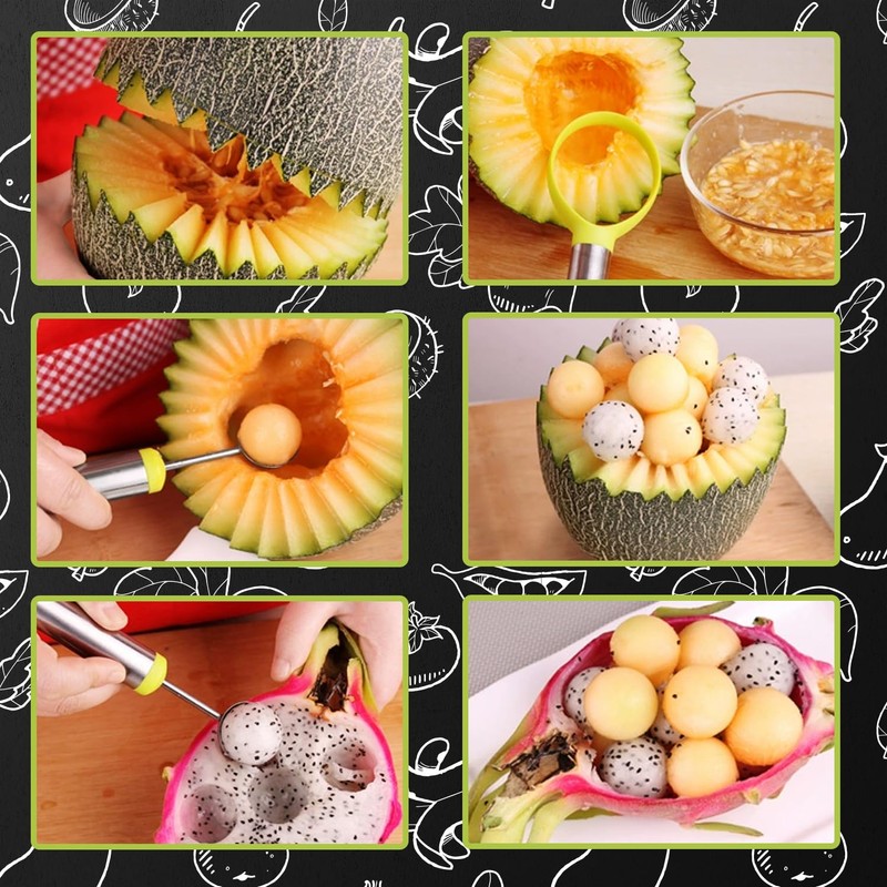 ELNLE Fruit Tool Melon Cutter Balls Stainless Steel Melon Spoon
