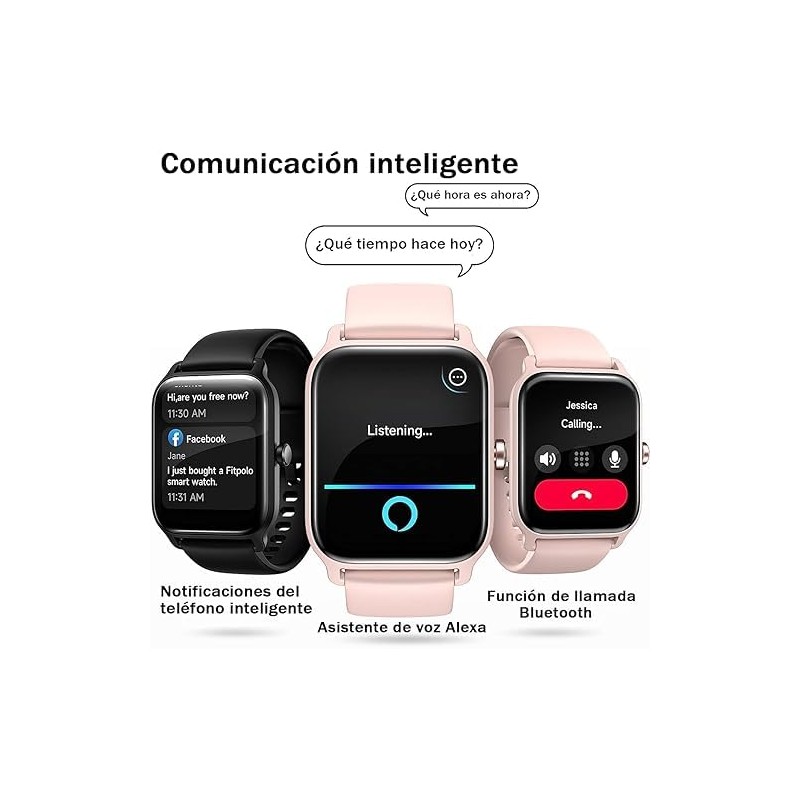 Reloj Inteligente smartwatch para Hombre Mujer Llamada Bluetooth, Pantalla Táctil