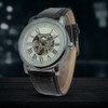 FORSINING Men Automatic Mechanical Waterproof Watch Wristwatch (White Silver)