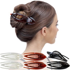 RC ROCHE ORNAMENT 6 Pcs Womens French Concord Curved Hair Clip No Slip Strong Grip Comfortable Hold Girls Ladies Beauty Accessory Pin Teeth Clamp, Large Rainbow Multicolor